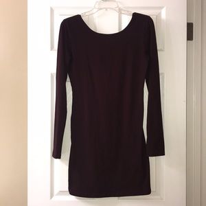 Maroon Mini Dress with Long Sleeves